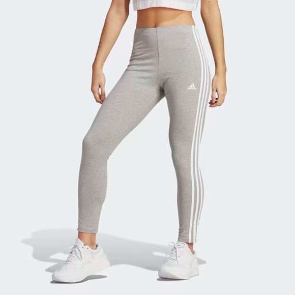 ESSENTIALS 3-STRIPES HIGH-WAISTED SINGLE JERSEY LEGGINGS - Picture 3 of 4